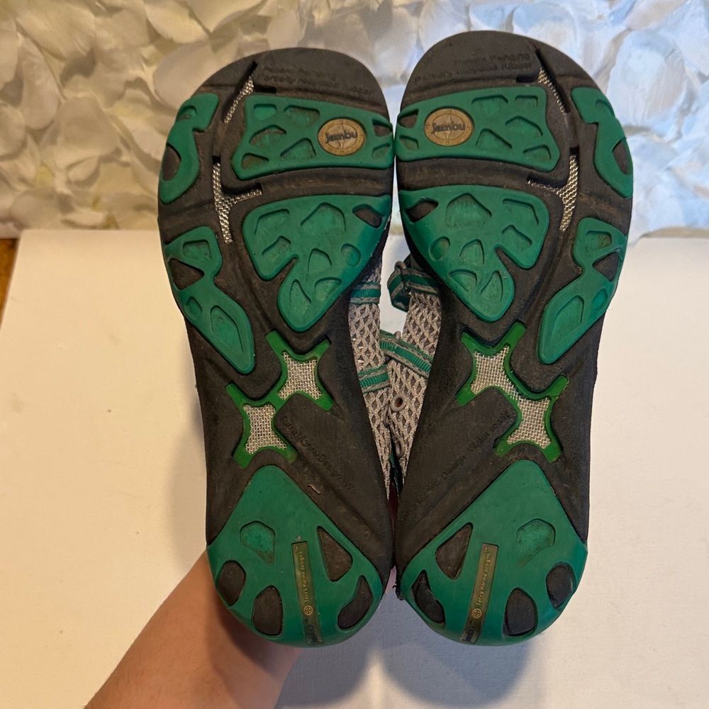 Jambu Gray Mesh Flats with Teal Accent Straps - Picture 4 of 4